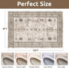 AMOAMI-Vintage Area Rug 8X10 Brown Rugs for Living Room-Soft Living Room Rug Non Slip Rugs for Bedroom Carpet Machine Washable Rug for Dining Room Bedside Office Room Decor