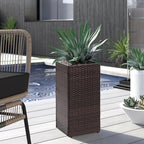 LEWIS&WAYNE Set of 2 Tall Planters for Outdoor Plants Handmade 24'' Wicker Tall Square Planter Box with Removable Liners Modern Planter for Indoor Outdoor Garden Patio Front Porch - Brown