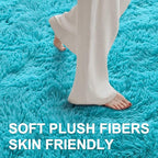 5x7 Ft Teal Shag Rugs for Bedroom Living Room Decor for Men Boys, Ultra Soft Fluffy Furry Area Rug for Indoor Floor, Aesthetic Carpet for Nursery Dorm Home Decor
