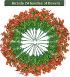 24 Bundles Artificial Flowers for Outdoors & Indoors – UV Resistant Faux Plastic Plants for Garden, Patio, Porch, Window Box, Home Decor – Lush & Vibrant Fake Flowers, Orange