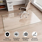 Glass Chair Mat 36" x 55" Heavy Duty Tempered Glass Mat, OfficeOffice Glass Floor Mat with Round Corner and Polished Edge for Smooth Glide, Carpet Hardwood Floor Protector