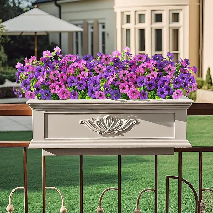 INQCMY Artificial Flowers for Outdoors Faux Plants Fake Flowers Spring Summer Decoration,12 Bundles Faux Silk Colorful Daisy Realistic UV Resistant for Outside Home Planter Window Porch Patio Yard