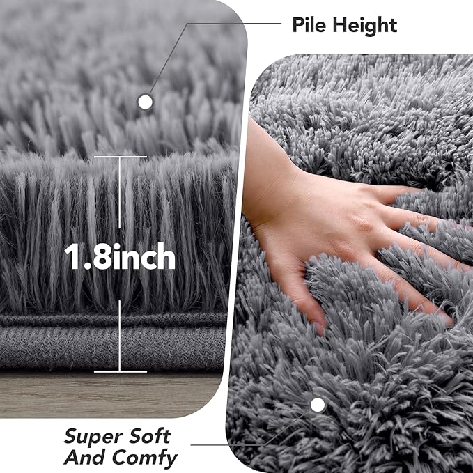 Living Room Area Rug 10x12: Shag Rug 10 X 12 Grey Large Plush Fluffy Soft Rug for Living Room Bedroom - Modern Indoor Shaggy Fuzzy Floor Carpet