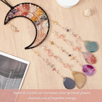 Rainbow Agate Gemstone Big Dream Catcher 7 Chakra Tree of Life Dream Catcher with Crystal Stones Handmade Dreamcatcher Wall Decor for Adults Boys Girls,Bedroom,Garden,Bless Gift(Large Colorful Moon)