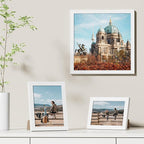 Vittanly 12x12 Picture Frames Set of 9, Shatter Resistant Plexiglass, Display 8x8 Pictures with Mat or 12x12 without Mat, Photo Frames for Wall Mount, Engineered Wood, White