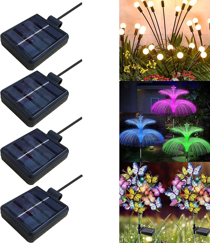 Solar Lantern Light Replacement Top ,LED Solar Panel Lantern Lid Lights Replacement Part for Outdoor Flower DIY Solar Flower Lights Garden Patio Decor (Square 4 PCS)