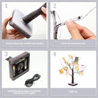 Coume Money Tree Gift Card Holder 1.5 ft Tabletop Display Tree with 72 LED Lights 15 Clear Clips Silver Display Birch Twig for Money Wedding Card Photo Birthday Fall Thanksgiving Halloween Christmas