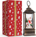 10'' Musical Snow Globe Lantern Lighted Snowman with Penguin Water Lantern Swirling Glittering Home Decoration and Gift, Battery Operated or USB Powered
