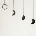 Mkono Moon Phase Wall Hanging Boho Aesthetic Room Decor Metal Moons Garland Hanging Art Bohemian Home Decoration for Girls Room Nursery Bedroom Livingroom Dorm, Ideal, Black, 50"