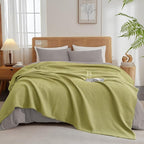 PHF Ultra Soft Waffle Weave Blanket King Size 104"x 90"- Washed Lightweight Breathable Cozy Woven Blanket for Bed - Aesthetic Decor for Couch Bedding Sofa Home Car - Olive Green