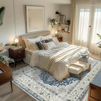 Topllen Washable Area Rug - Area Rug 6'x9' Boho Soft Living Room Rug, Non-Slip Large Area Rugs Indoor for Dining Room Livingroom Bedroom, Vintage Rug (Blue, 6x9ft)