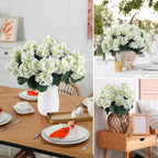 Hananona Artificial Geranium Flowers for Outdoors Geranium Silk Flowers Outdoor UV Resistant Garden Plants Faux Flowers for Home Kitchen Table Centerpieces Decor (12, White)