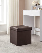 SONGMICS MAZIE Collection - 15 Inches Ottoman with Storage, Footstool, Storage Ottoman, Load 660 lb, for Dorm, Living Room, Bedroom, Synthetic Leather, Brown ULSF10B