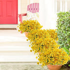 Uieke 72 Bundles Artificial Flowers for Outdoors UV Resistant No Fade Yellow Fake Flowers for Outside Home Garden Porch Window Box Home Spring Summer Décor (Yellow)