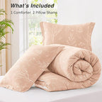 Love's cabin Dusty Rose Pink King Size Comforter Set - King Comforter Set, 3 Pieces Cute Floral Bedding Sets for All Seasons,1 Soft Reversible Botanical Flowers Comforter and 2 Pillow Shams