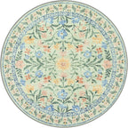 Wonnitar Washable Floral Round Rug, 6ft Sage Green Round Area Rugs for Bedroom Nursery, Boho Non-Slip Indoor Large Circle Carpets for Dining Room Living Room Kids Playroom