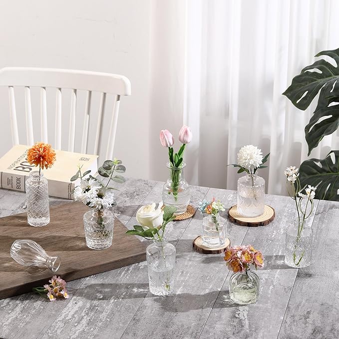 Bud Vases in Bulk 64, Glass Vases for Centerpieces, Small Vases for Flowers, Small Flower Vase for Centerpieces, Mini Vintage Vase, Clear Bud Vases for Wedding Table Decor
