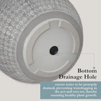 Worth Garden Large Round Planters Set of 2 (14.5"x17.5" & 12" x15“) - Lightweight Magnesium Oxide Cement Plant Pot with Texture - Grey Concrete Look with Drainage Hole – Indoor & Outdoor Use