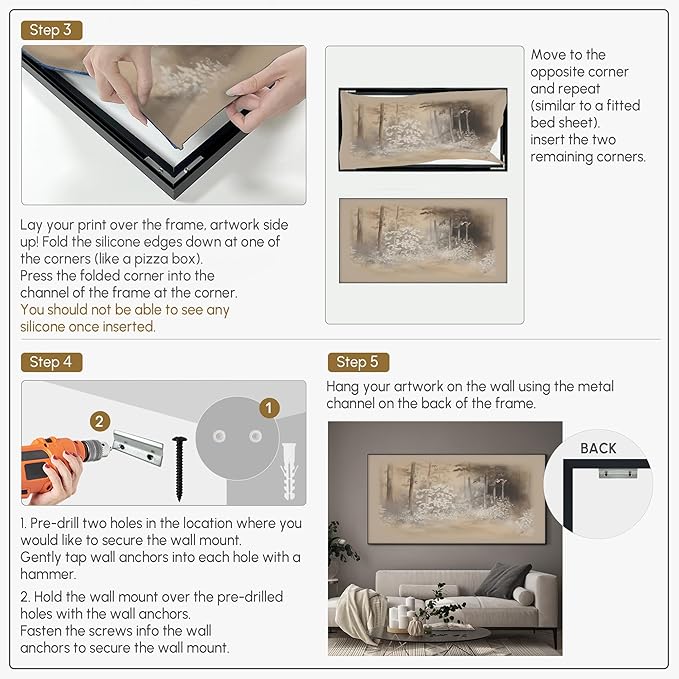 SIGNWIN 36"x72" Extra Large Framed Wall Art Misty Forest in Sepia Tones, Watercolor Woodland Landscape for Home Living Room Bedroom Decor (Frame Assembly Required)