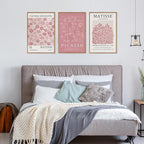 HLNIUC Matisse Pink Wall Art,Neutral Pink Flower Framed Canvas Wall Decor Set of 3(16”x24’) Modern Aesthetic Pictures Wall Painting,Abstract Flower Market Art Print for Living Room,Bedroom