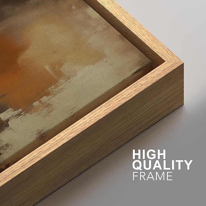 SIGNFORD Framed Canvas Print Wall Art Set Abstract Burnt Sienna and Beige Illustration Modern Art Decorative Nordic Nature for Living Room, Bedroom, Office - 24"x36"x2 Natural