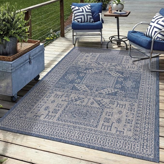 Keen Home Design Terrace Outdoor Area Rug - 6x9 Washable Indoor/Outdoor Rug for Patio, Kitchen, Balcony, Beach, Garden, Deck and Porch, Size: 6'x8'10"