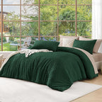 Andency Dark Emerald Green California King Comforter Set, 3 Pieces Boho Tufted Cal King Bedding Set & Collections, Forest Green Oversized Soft Lightweight Bed Set (104x96In, 2 Pillowcases)