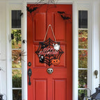Halloween Party decorations - Welcome Sign for Front Door,Rustic Round Wood Wreaths for Outdoor Outside,Spider Web Garland Porch Ghost Decor for Party Favors Supplies | Halloween Decor for Wall Indoor
