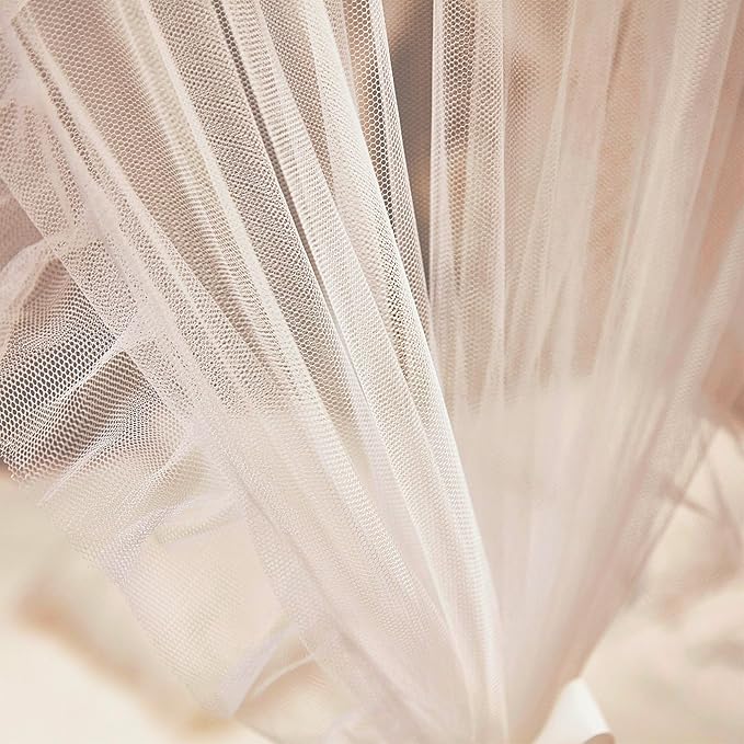 4 Corners Post Princess Curtains Bed Canopy for Girls 8 Panels Curtain- Double Layer Sheer Mesh Canopies Drapes Girls Room Decor (8P-White/White, 4P(27"x82") W+4P(40"x82") L/(Full))