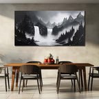Mountain Hand Painting Wall Decor For Living Room - Extra Large Waterfall Pictures Wall Art For Office - Landscape Canvas Wall Art For Bedroom Size 36 x 72 Inch