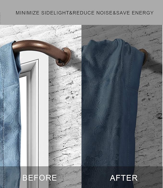 Room Darkening Curtain Rod, Wrap Around Design, Extra-Thick 1-Inch Diameter Single Drapery Rod, Extendable Metal Rod Set for the Blackout Curtains and Sheer (Coffee Gold, 28-48")