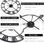 1st owned Large Wall Clock Silent Non-Ticking Roman Numerals Vintage Battery Operated (24 inch,18inch,16inch) Farmhouse Wall Clock for Living Room, Bedroom, Kitchen, Cafe Decor-Black 40CM