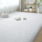 White Area Rugs for Living Room: Shag Rug 8x10 for Bedroom - White Large Fluffy Soft Carpet