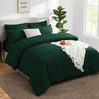 CozyLux Queen Comforter Set Emerald Green, 7 Pieces Bed in a Bag, Green Comforter Queen Size, All Season Bedding Sets with Stitch Quilted Comforter, Flat Sheet, Fitted Sheet, Pillowcases