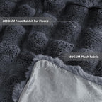 Cozy Faux Fur Throw Blanket for Bed-Warm Fuzzy Throw Blanket, Soft Plush Thick Bubble Blankets for Bedroom and Living Room, Furry Luxury Blanket, 60 x 80, Grey