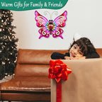 Solar Garden Light, Metal Butterfly Wall Art, 19" Large Hanging Decor for Garden Patio Fences Porch Yard Art Outdoor Wall Decor, Weatherproof Decorative Lighting, Housewarming Wedding Birthday Gift