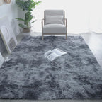Area Rug 9x12 for Living Room - Large Shag Soft Grey Rug for Bedroom - Modern Non-Slip Plush Fuzzy Floor Carpet Tie-Dyed Dark Gray