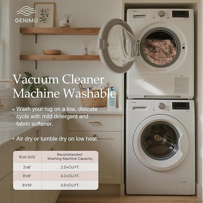 GENIMO 2x6 Runner Rugs for Hallway, Machine Washable Non Slip Vintage Rugs, Low Pile Lightweight Soft Print Rug for enrtyway, Corridor, Home Office, Kitchen, Terracotta Indigo