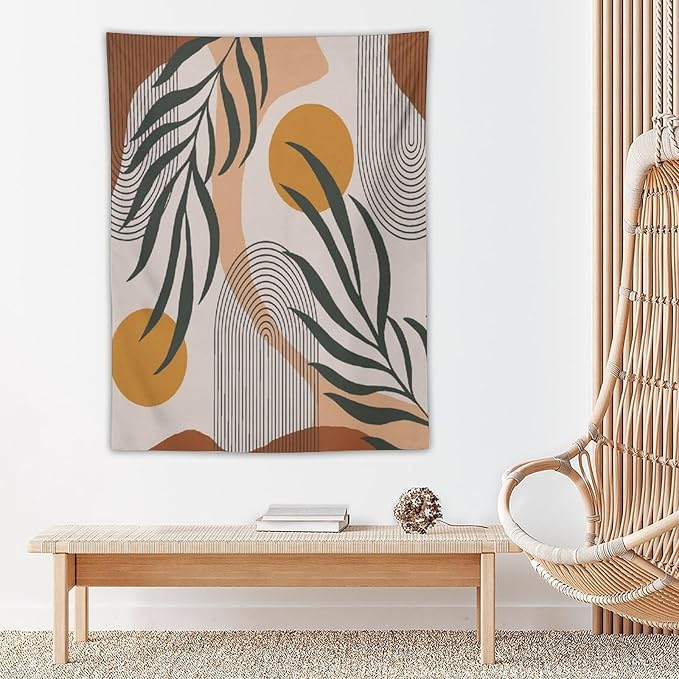 ICMOLYYENLO Boho Plant Aesthetic Tapestry, Abstract Medieval Arch Sun Home Aesthetic Wall Hanging For Bedroom Living Room Dormitory Tapestry 60x80 Inches