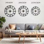 LEIKE Large Wall Clocks for Living Room,Silent,Non Ticking,Battery Operated Oversized Vintage Round Modern Metal Wall Clock for Bedroom,Farmhouse,Office Home Decor-24 Inch(Black-Arabic Number)