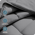 Bare Home Duvet Insert Comforter - Twin/Twin Extra Long - 8 Duvet Loops - Goose Down Alternative - Ultra-Soft - Premium 1800 Series - All Season Warmth - Bedding Comforter (Twin/Twin XL, Grey)