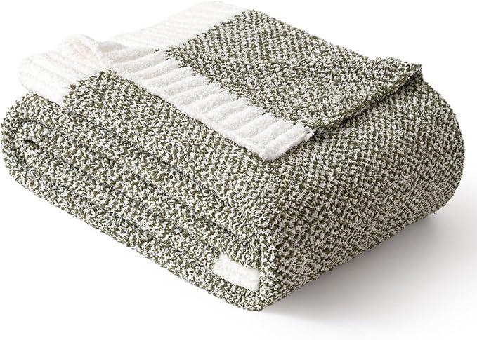 MIULEE Super Soft Throw Blanket for Couch, Olive Green Cozy Fluffy Warm Blankets Lightweight Knit Throw Blankets for Sofa, Bed, Chair, Living Room, Camping, Picnic, 60 x 80 inch