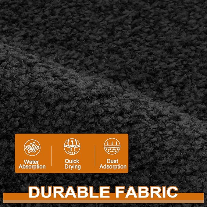 Mibao Dirt Trapper Door Mat for Indoor Outdoor, Waterproof All-Season, All-Weather Doormat, Heavy Duty Non-Slip Entrance Rug, Low Profile Absorbent Entrance Mat Carpet, 32" x 20", Black