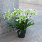 Faux Outdoor Flowers Realistic Artificial Plants 8 Bundles Agapanthus Plastic Flower Outside 18.9 in Fake Greenery Stems Green Flower for Pot Planter Decor Outside