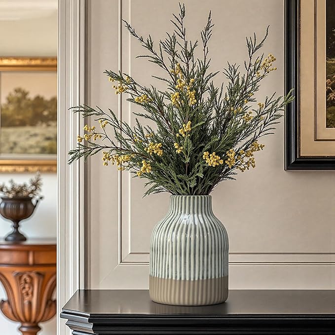 Ceramic Vase Flower Vase Double Glazed Crackle Finish Decorative Vase Modern Style for Flowers Pampas Grass Indoor Living Room Dining Table Office Home Decor