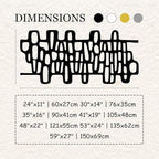 Abstract Geometric Metal Wall Art, Modern Circles Metal Decor, Minimalist Line Art, Long Narrow Sign, Luxury Modern Artwork for Living Room, Farmhouse, Office (White, 41"x19" | 105x48cm)