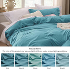 Bedsure Teal Duvet Cover Full Size - 3 Pieces Prewashed Extra Soft Cotton-Like Bedding Set, Includes 1 Duvet Cover 80x90 Inches with Zipper Closure & 2 Pillow Shams, Comforter Not Included