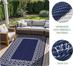 GENIMO Outdoor Rug Waterproof for Patio Decor, 5'x8' Reversible Plastic Straw Rug Carpet, Camping Mats for Outdoor, RV, Backyard, Deck, Balcony, Picnic, Blue & White