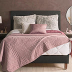 Vianney Twin Size Comforter Novo Blush Bedding Reversible Lightweight Quilt Blanket 71x93 Inches Soft Breathable Cozy Throw for Couch or Bed