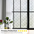 Beautyhero Window Privacy Film, Frosted Reeded Glass Cling, 3D Decorative Coverings with UV Blocking, Static Cling Tint for Bathroom Doors Cabinet